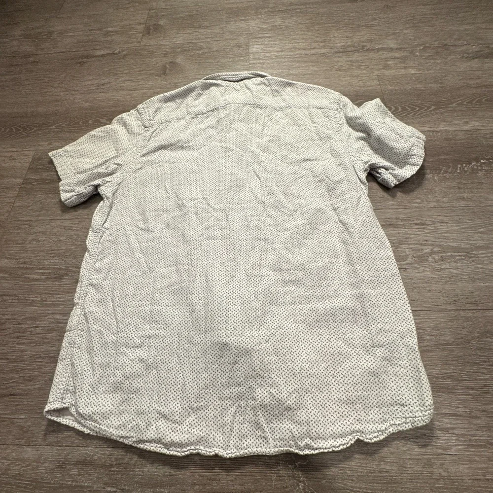 Banana Republic Shirt Men Large White Cotton Short‎ Sleeve Standard Fit Casual